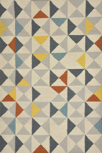 MULTICOLOR GEOMETRIC HAND WOVEN DHURRIE by Imperial Knots - Image 1