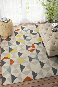 MULTICOLOR GEOMETRIC HAND WOVEN DHURRIE by Imperial Knots - Image 2