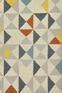 MULTICOLOR GEOMETRIC HAND WOVEN DHURRIE by Imperial Knots - Image 3