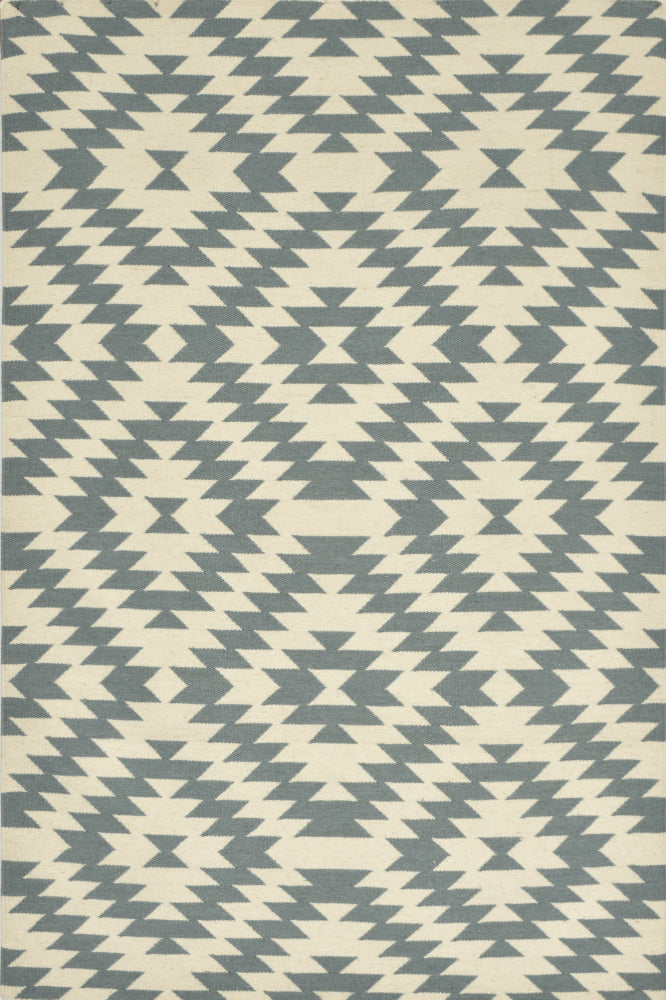 IVORY GREY AZTEC HAND WOVEN KILIM DHURRIE