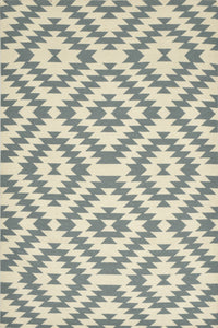 Ivory grey aztec hand woven kilim dhurrie wool hand-woven rug for living