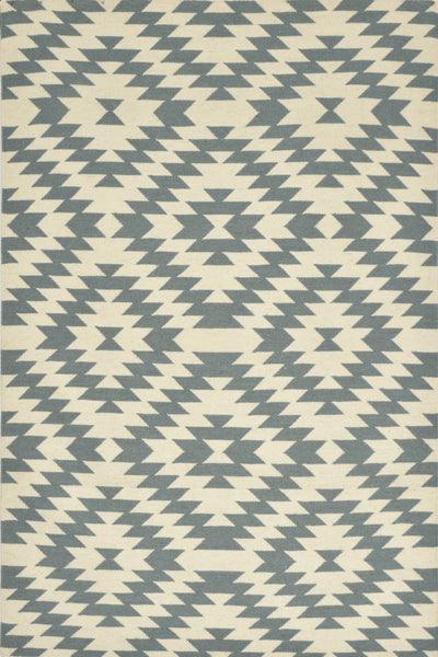 IVORY GREY AZTEC HAND WOVEN KILIM DHURRIE