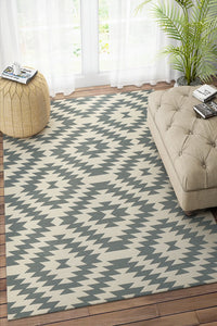 IVORY GREY AZTEC HAND WOVEN KILIM DHURRIE by Imperial Knots - Image 2