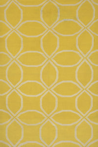 Yellow ivory geometric hand woven dhurrie wool hand-woven rug for bedroom
