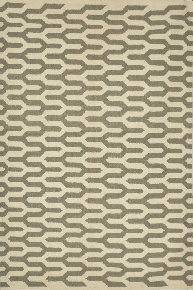 GREY GEOMETRIC HAND WOVEN DHURRIE by Imperial Knots - Image 1