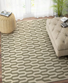 GREY GEOMETRIC HAND WOVEN DHURRIE by Imperial Knots - Image 2