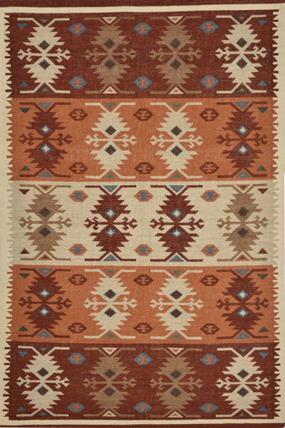 MULTICOLOR BEIGE AZTEC HAND WOVEN KILIM DHURRIE