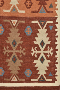 MULTICOLOR BEIGE AZTEC HAND WOVEN KILIM DHURRIE by Imperial Knots - Image 3