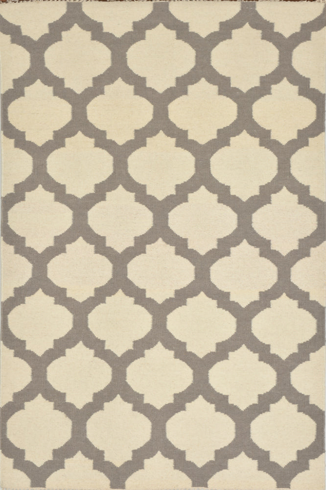 BEIGE AND GREY MOROCCAN HAND WOVEN DHURRIE