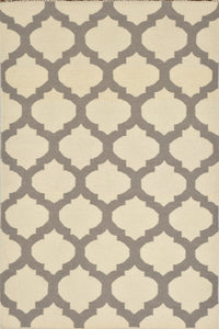 BEIGE AND GREY MOROCCAN HAND WOVEN DHURRIE by Imperial Knots - Image 1