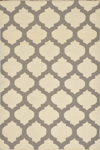 BEIGE AND GREY MOROCCAN HAND WOVEN DHURRIE