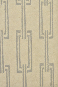 BEIGE AND GREY GEOMETRIC HAND WOVEN DHURRIE by Imperial Knots - Image 3