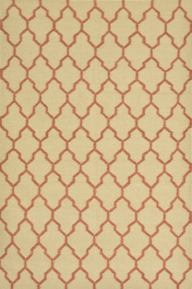 RUST AND BEIGE MOROCCAN HAND WOVEN DHURRIE by Imperial Knots - Image 1