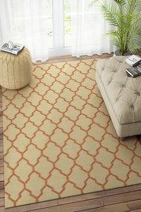 RUST AND BEIGE MOROCCAN HAND WOVEN DHURRIE by Imperial Knots - Image 2