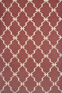 MAROON AND IVORY MOROCCAN HAND WOVEN DHURRIE by Imperial Knots - Image 1