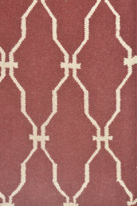 MAROON AND IVORY MOROCCAN HAND WOVEN DHURRIE by Imperial Knots - Image 3