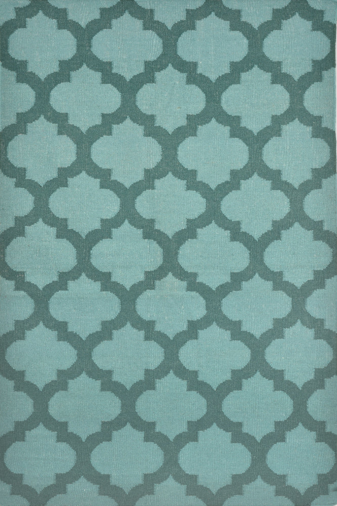 GREEN MOROCCAN HAND WOVEN DHURRIE