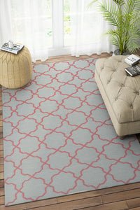 GREY AND RED MOROCCAN HAND WOVEN DHURRIE by Imperial Knots - Image 2