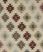 IVORY MULTICOLOR AZTEC HAND WOVEN KILIM DHURRIE by Imperial Knots - Image 1