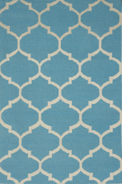 BLUE IVORY MOROCCAN HAND WOVEN DHURRIE
