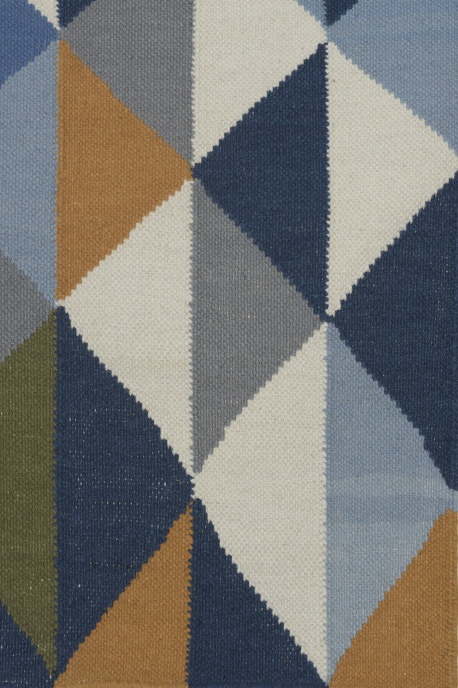 MULTICOLOR TRIANGLES HAND WOVEN DHURRIE by Imperial Knots - Image 3