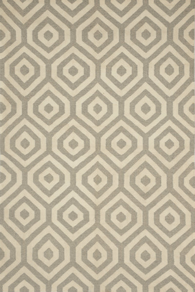 IVORY GREY GEOMETRIC HAND WOVEN DHURRIE