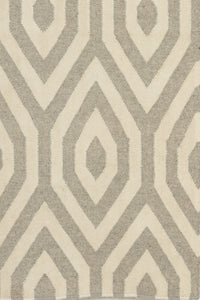IVORY GREY GEOMETRIC HAND WOVEN DHURRIE by Imperial Knots - Image 3