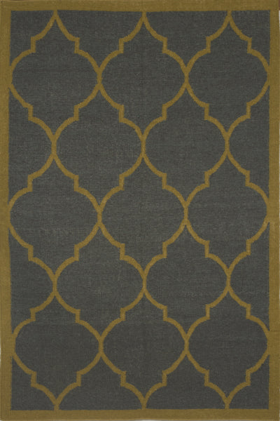 GREEN CHARCOAL MOROCCAN HAND WOVEN DHURRIE