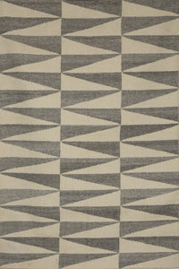 Grey ivory geometric hand woven dhurrie wool hand-woven rug for bedroom