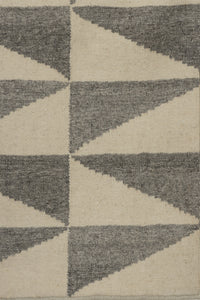 GREY IVORY GEOMETRIC HAND WOVEN DHURRIE by Imperial Knots - Image 3