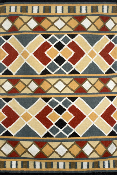 BEIGE BROWN GEOMETRIC HAND WOVEN DHURRIE