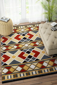 BEIGE BROWN GEOMETRIC HAND WOVEN DHURRIE by Imperial Knots - Image 2