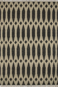 CHARCOAL TRELLIS HAND WOVEN DHURRIE by Imperial Knots - Image 1