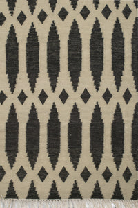 CHARCOAL TRELLIS HAND WOVEN DHURRIE by Imperial Knots - Image 3