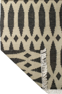 CHARCOAL TRELLIS HAND WOVEN DHURRIE by Imperial Knots - Image 4