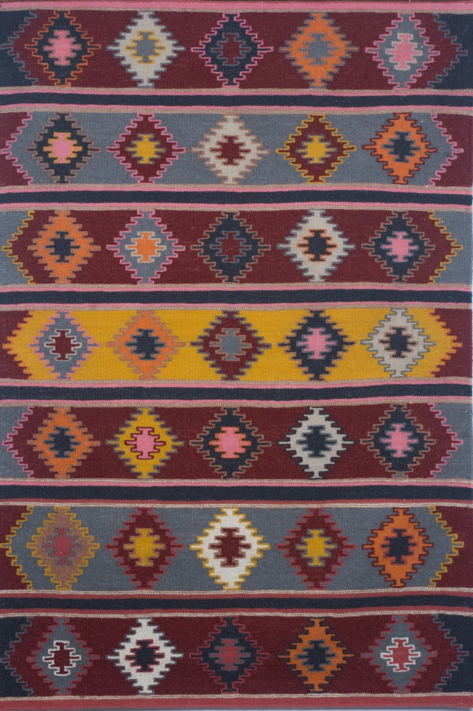 MULTICOLOR AZTEC HAND WOVEN KILIM DHURRIE