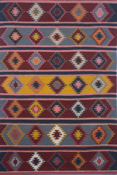 MULTICOLOR AZTEC HAND WOVEN KILIM DHURRIE