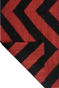 RED BLACK CHEVRON HAND WOVEN DHURRIE by Imperial Knots - Image 4