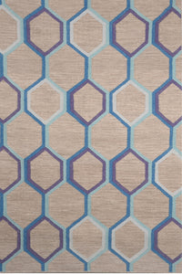 GREY BLUE TRELLIS HAND WOVEN DHURRIE by Imperial Knots - Image 1