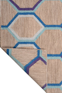 GREY BLUE TRELLIS HAND WOVEN DHURRIE by Imperial Knots - Image 4