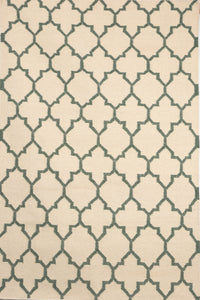 IVORY GREEN MOROCCAN HAND WOVEN DHURRIE by Imperial Knots - Image 1