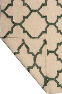 IVORY GREEN MOROCCAN HAND WOVEN DHURRIE by Imperial Knots - Image 4