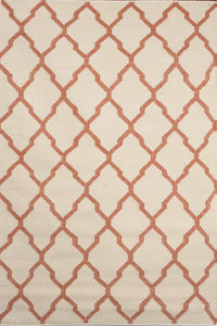IVORY RUST TRELLIS HAND WOVEN KILIM DHURRIE by Imperial Knots - Image 1
