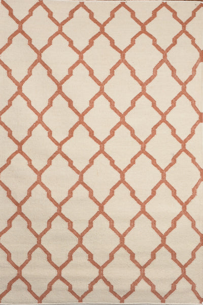 IVORY RUST TRELLIS HAND WOVEN KILIM DHURRIE