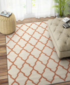 IVORY RUST TRELLIS HAND WOVEN KILIM DHURRIE by Imperial Knots - Image 2