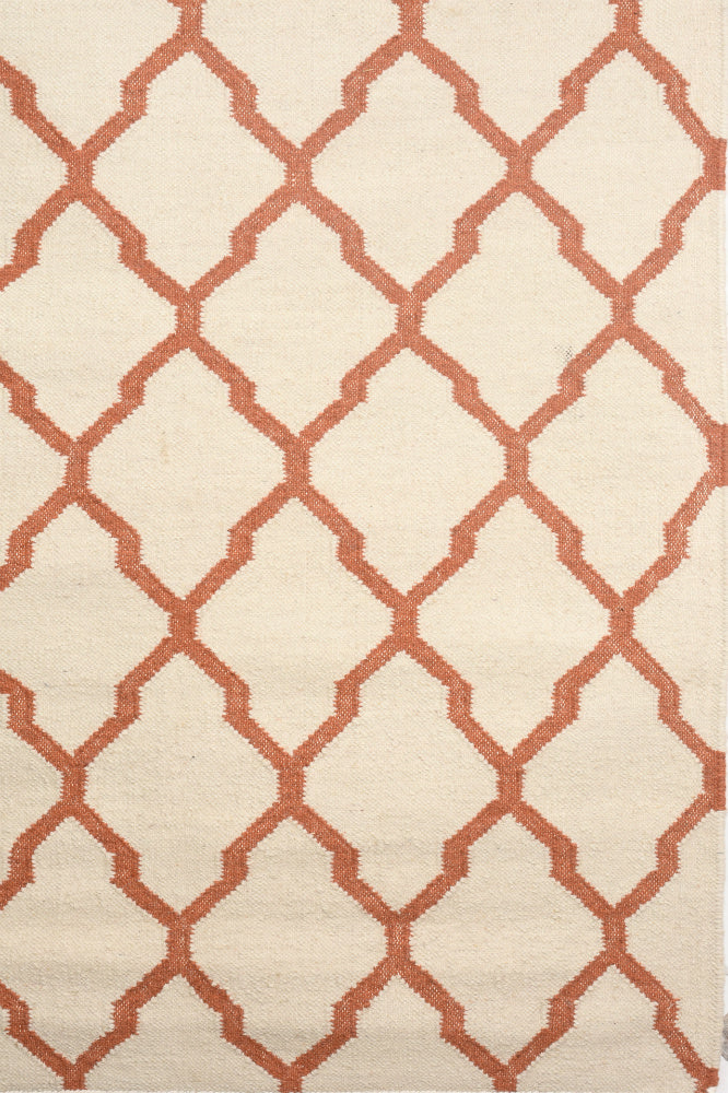 IVORY RUST TRELLIS HAND WOVEN KILIM DHURRIE by Imperial Knots - Image 3