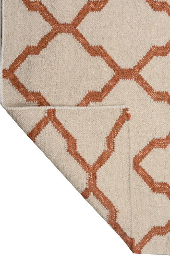 IVORY RUST TRELLIS HAND WOVEN KILIM DHURRIE by Imperial Knots - Image 4
