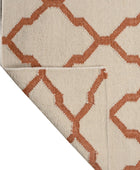 IVORY RUST TRELLIS HAND WOVEN KILIM DHURRIE by Imperial Knots - Image 4