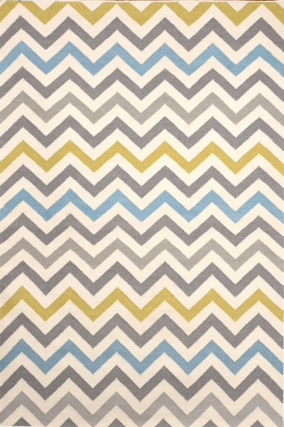 MULTICOLOR CHEVRON HAND WOVEN DHURRIE