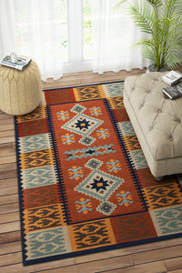 MULTICOLOR HAND WOVEN KILIM DHURRIE by Imperial Knots - Image 2